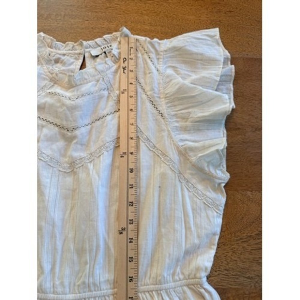 Joie Ivory Cotton Lace Trim Ruffle Midi Dress Elastic Waist Pockets Womens XL - Picture 8 of 10